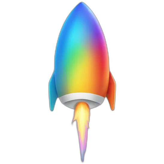 a rocket imploding a rainbow emoji