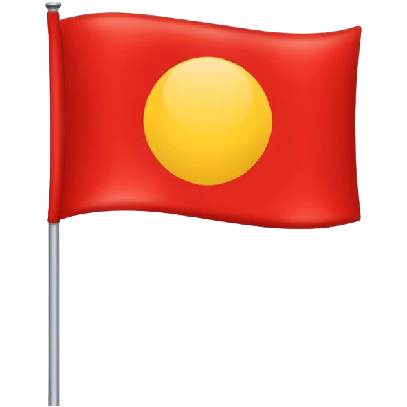 a rectangular flag with the top half solid black and the bottom half solid red with a medium-sized yellow circle in the middle overlapping both colours emoji