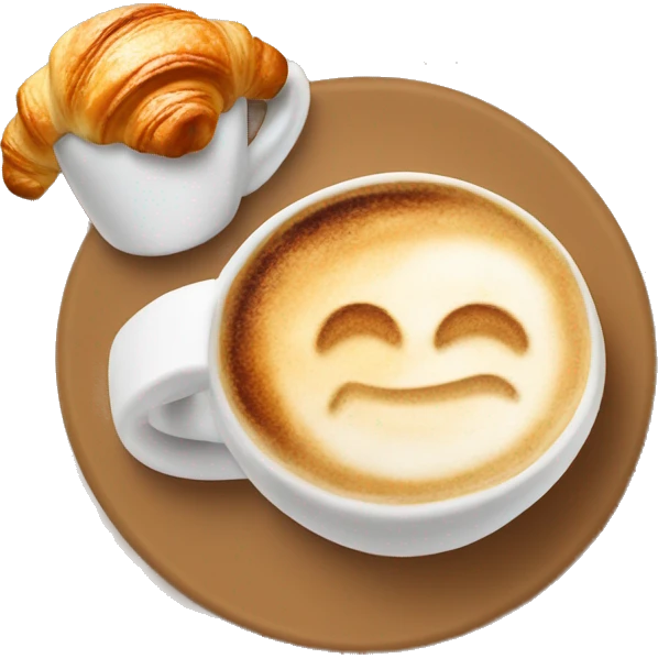 Cup of cappuccino with croissant emoji