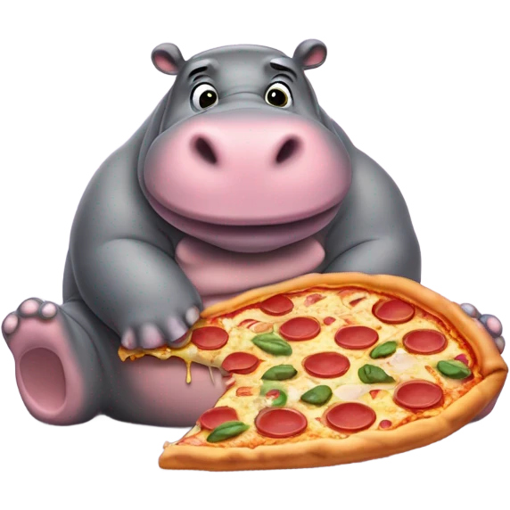 Fat hippo eating pizza emoji