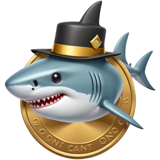 shark with tophat printed on token coin emoji