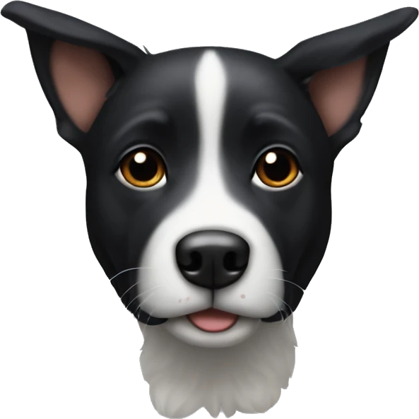 Short Furry Black dog white stripe on nose emoji
