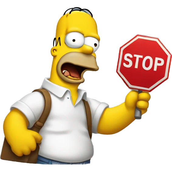 homer simpson holding stop sign emoji