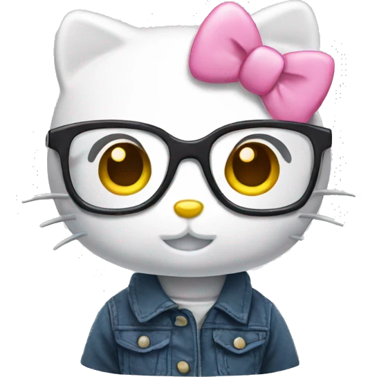 Hello kitty with a cute glasses emoji