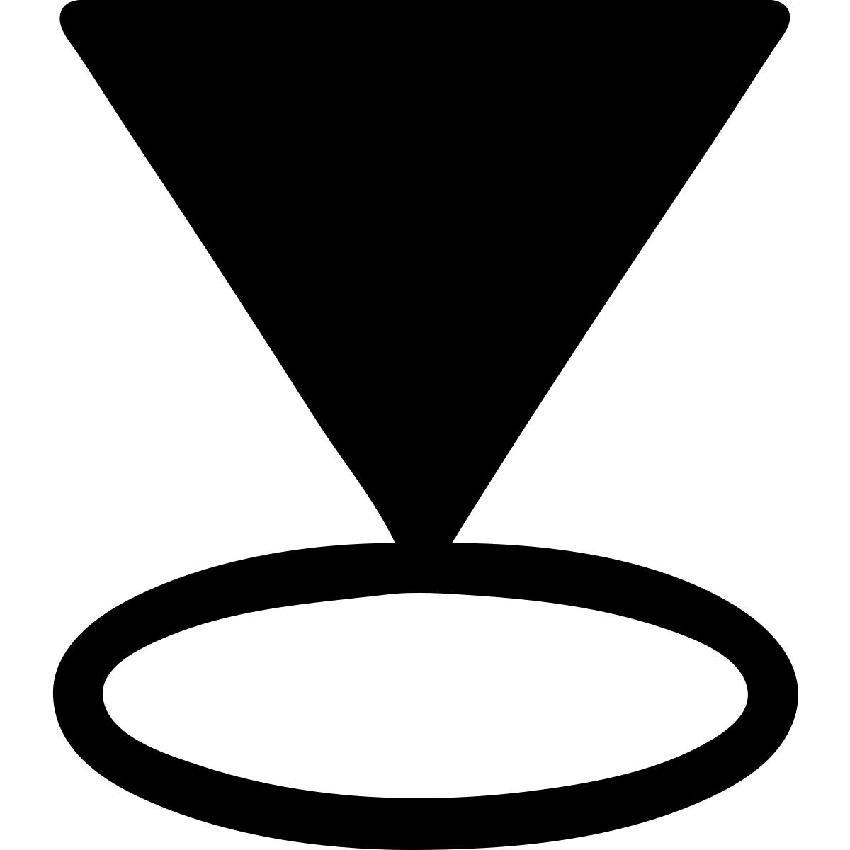 Minimalist vector logo of a light cone: two clean straight lines meet at a sharp apex, open ellipse base, no interior fill, 2-pt stroke weight, centered on a white square canvas, single deep-indigo color, flat icon style, ultra-crisp edges, no text, no shadow emoji