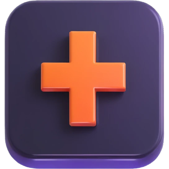 a plus sign inside a 3D button, shiny and eye-catching emoji