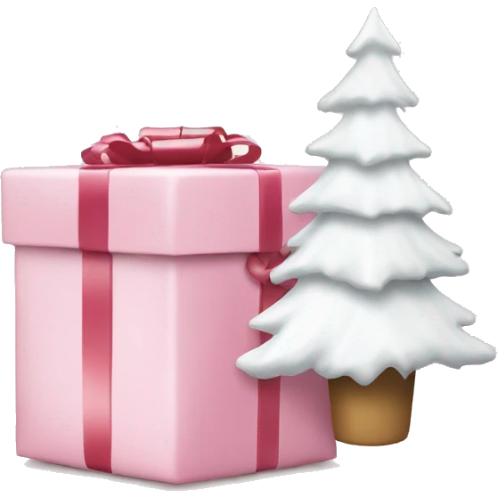 Light pink Christmas gifts under a white Christmas tree  emoji