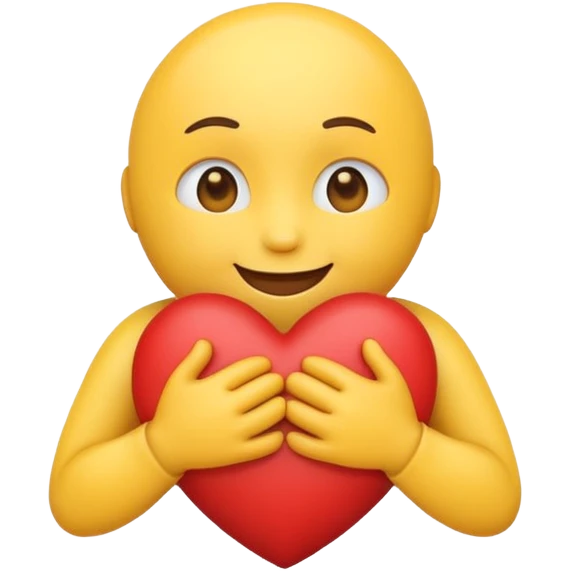 make a cute emoji hugging a heart, to show love/care emoji