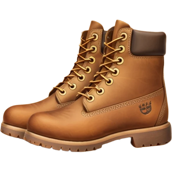 Unlaced pair of timberland boots on shelf emoji