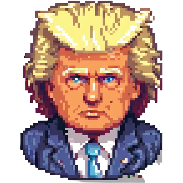 pixel art of Donald Trump, exaggerated hair emoji