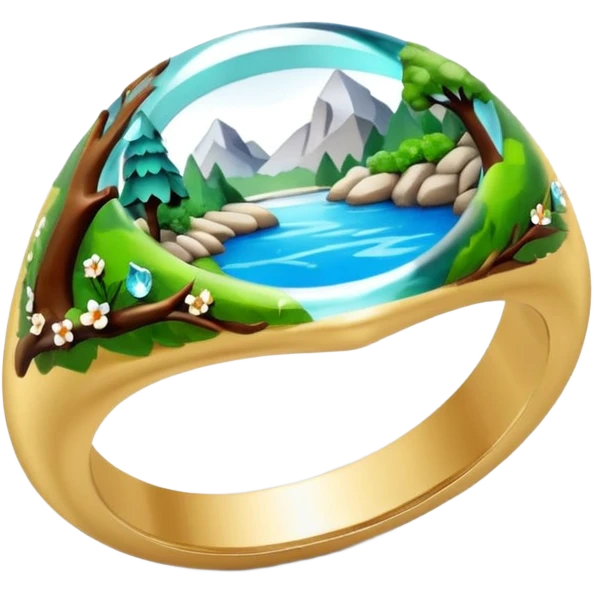 epoxy resin ring with nature motifs crystal emoji