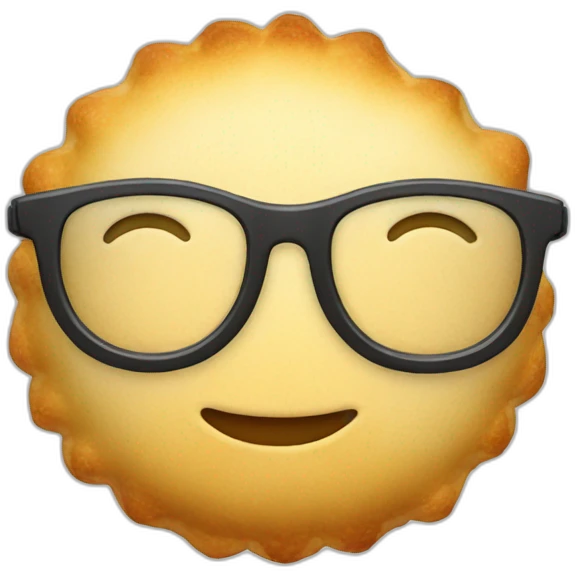 face empanada with glasses emoji