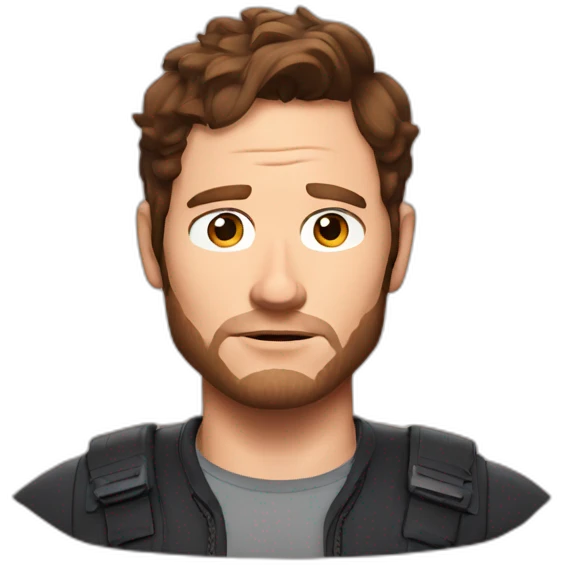 Chris Pratt brunette cartoon serious emoji