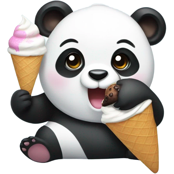 Panda eating ice cream emoji