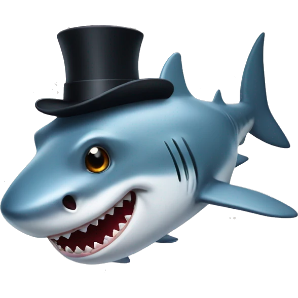 Shark with a top hat emoji