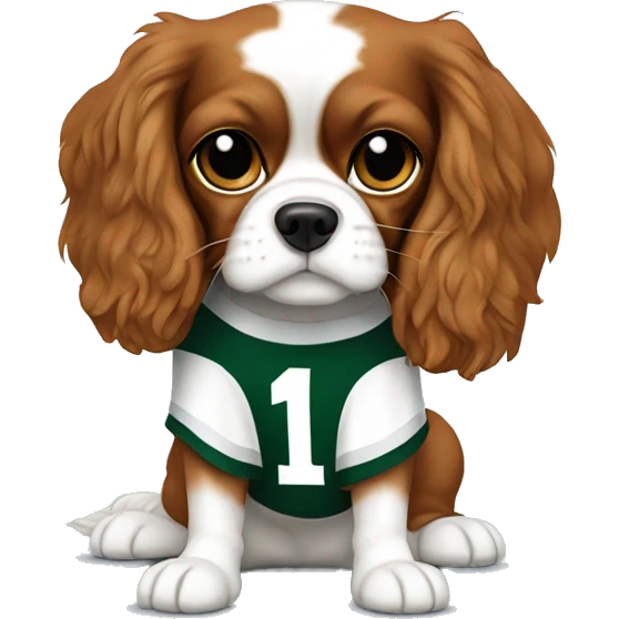 King Charles cavalier wearing packers jersey emoji
