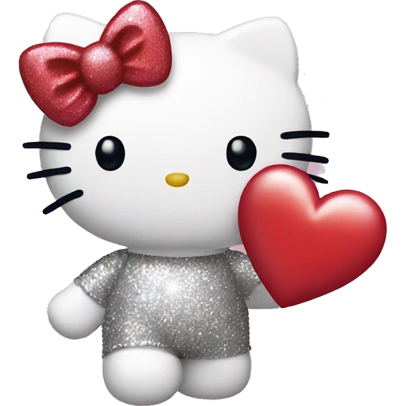 hello kitty holding a glitter heart  emoji