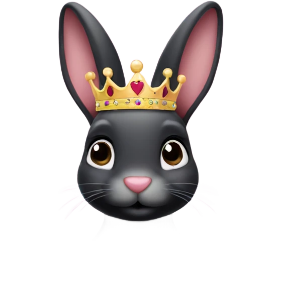 Black bunny with heart nose and a tiara emoji