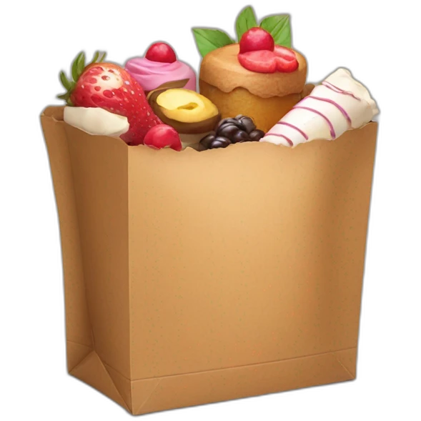 Cardboard bag with desserts emoji