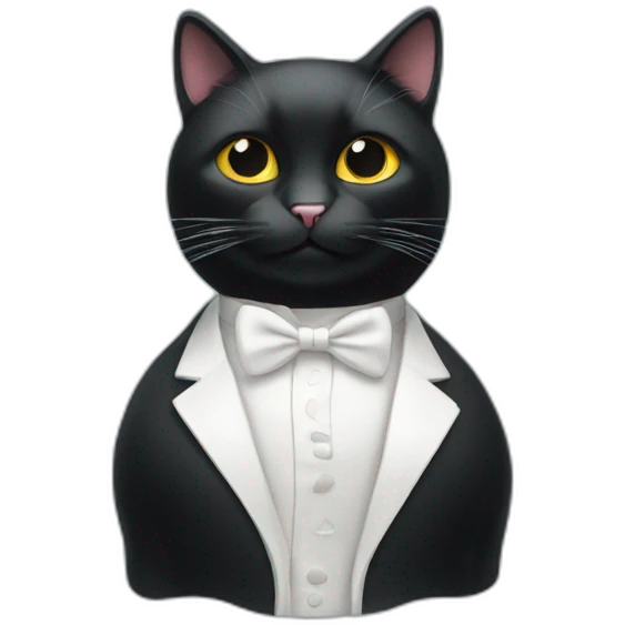 Black cat with a white tuxedo on emoji