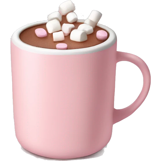 Light Pink mug of hot chocolate with marshmallows  emoji