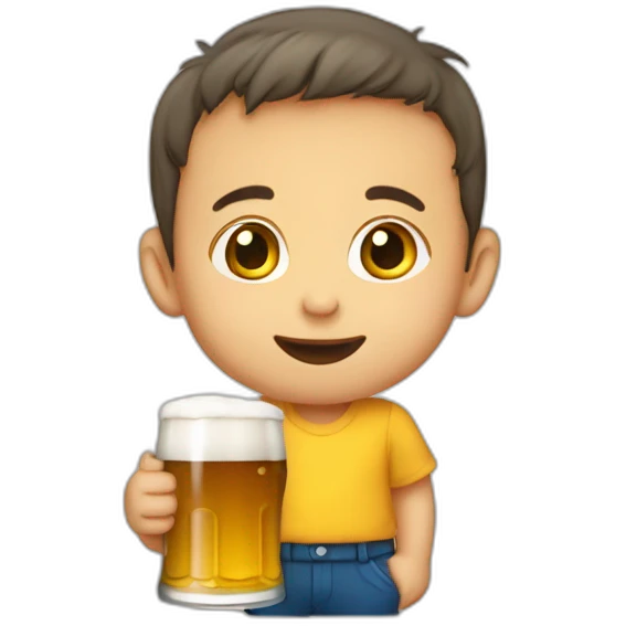 un enfant qui boit une bière emoji