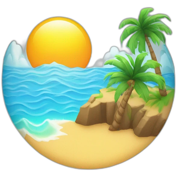 sun, ocean, island with palm tree emoji