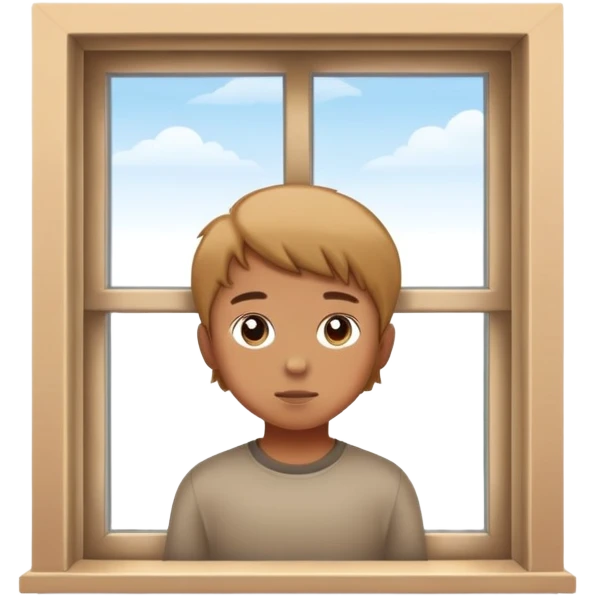 kid standing at window looking outside emoji