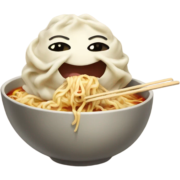 Dumpling eating ramen emoji