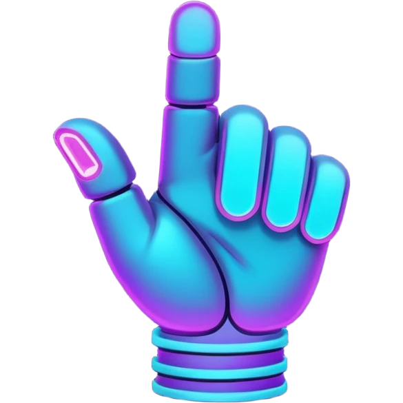 futuristic glowing thumbs down, neon purple and cyan glow, dark background, digital tech style
 emoji