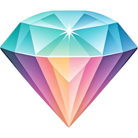 A sleek diamond logo with a black outline, set against a pastel gradient in four different colors. Smaller diamonds surround it, forming a larger diamond pattern. Playful yet polished, perfect for branding or digital media. emoji
