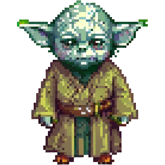 Master Yoda, pixel art, classic Star Wars look emoji