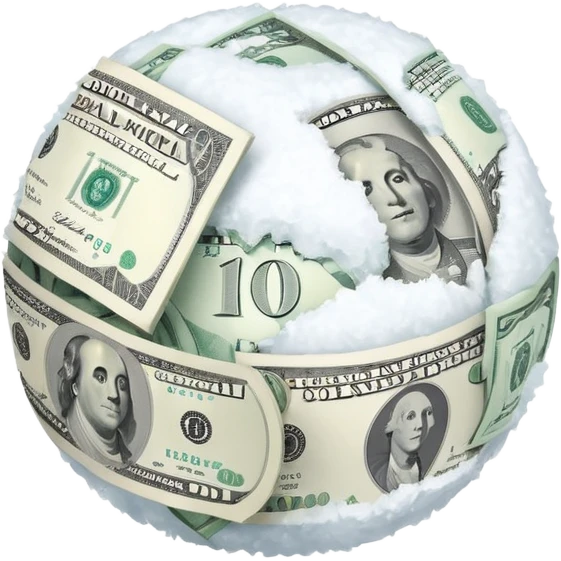 Snow ball with dollar bills  emoji