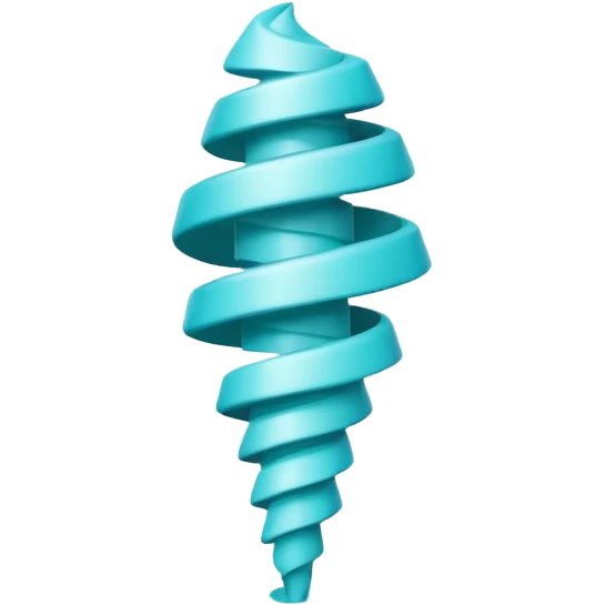 Tiny compressed Stylized turquoise tornado symbol inside a pastel white gradient square icon emoji