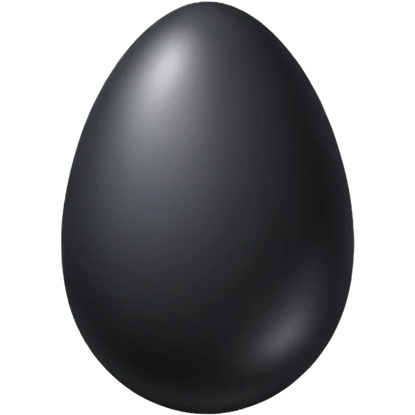 glistening wet black egg, no face emoji