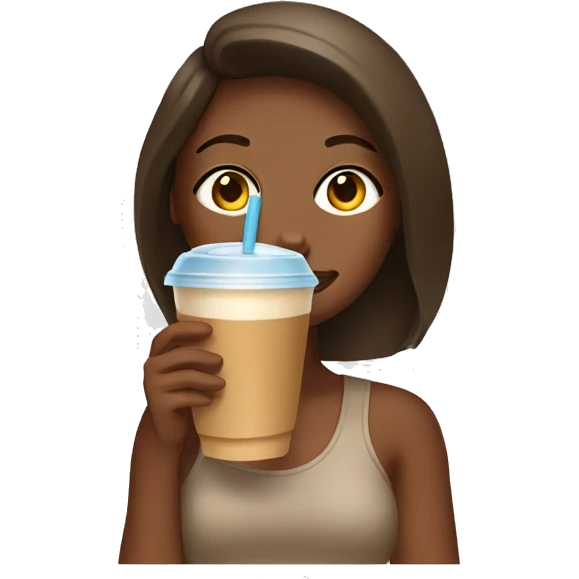 tan girl sipping iced coffee  emoji