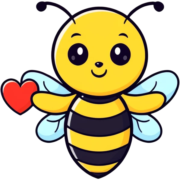 Bee holding a heart emoji