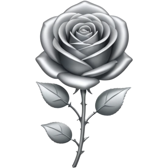 A rose emoji made of liquid silver metal minimalistic iOS emoji style, centered, emoji
