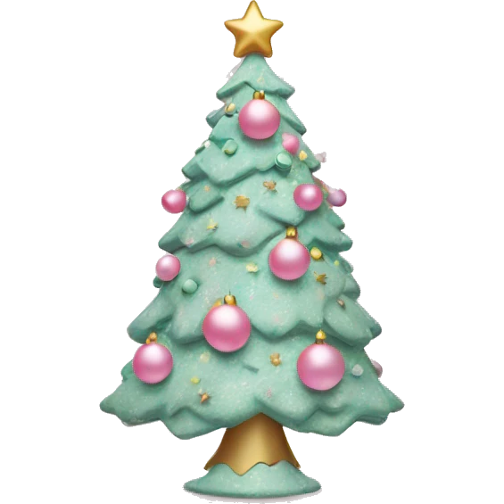 Pastel pink decorated Christmas tree emoji