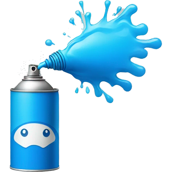 spray can spraying blue emoji