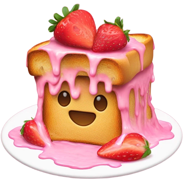 create a cute pink emoji of toast stacked with pink dripping all over with strawberry’s on top emoji