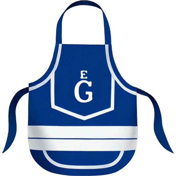 blue and white freemason apron with the letter g emoji