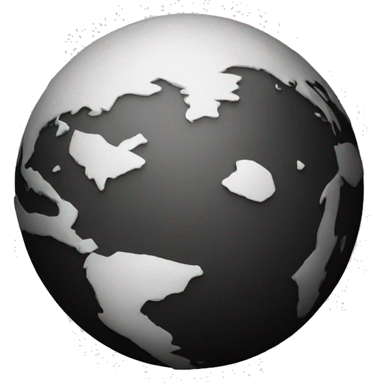 planeta terra em preto e branco emoji