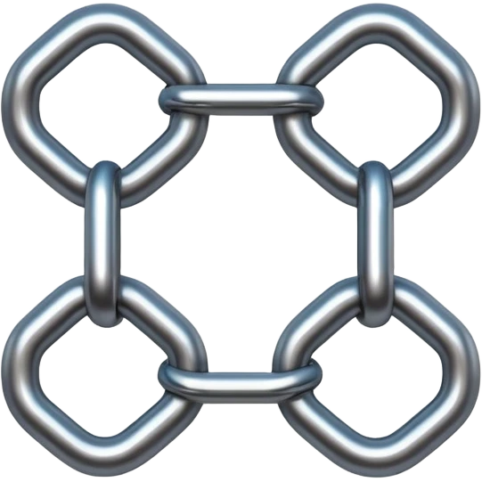 Apple iOS emoji style glowing chain link, glossy 3D, soft lighting, clean gradient background, ultra realistic emoji