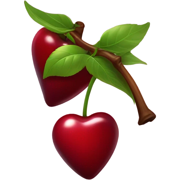 Deep red heart shaped cherries emoji