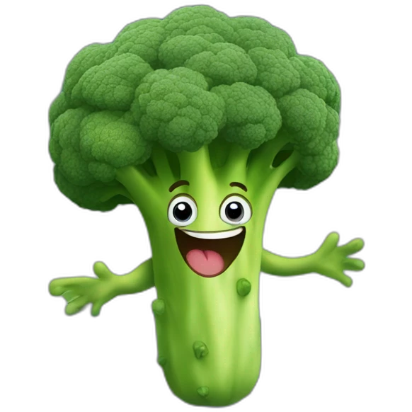 Happy broccoli jumping on a trampoline emoji