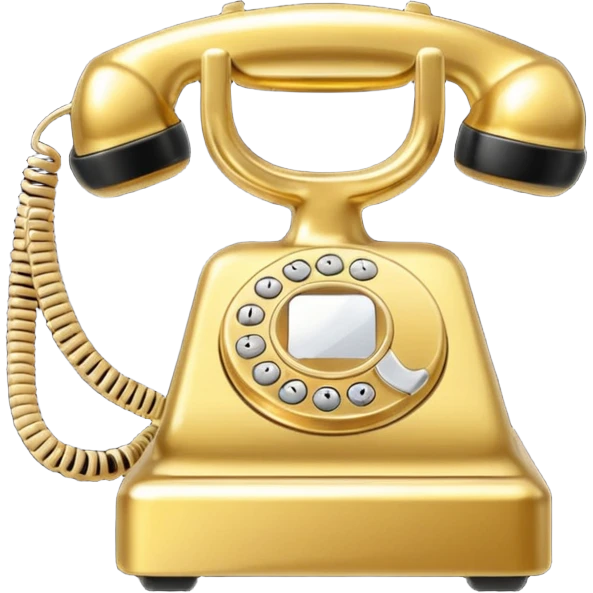 One single shiny Gold and black phone icon, png, no background, no border emoji