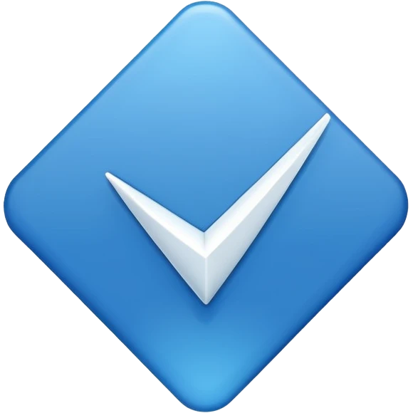 Make a symbol with a tilted blue colored square with a tick mark inside it in the middle. Make the edge of the square sharp. emoji