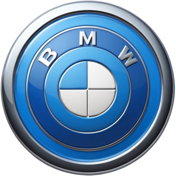 Ultra realistic BMW logo emoji, glossy metallic finish, circular badge, blue and white quadrants, chrome ring, 3D lighting, soft shadow, clean white background, high detail, emoji style, studio lighting emoji