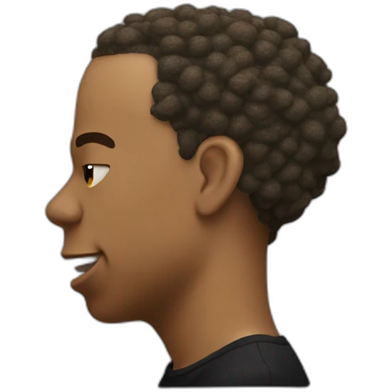 jay z side profile, bobbing head to music with mouth open emoji